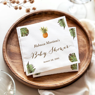 Tropical Leaves Pineapple Summer Baby Shower Napkin