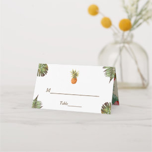 Tropical Leaves Pineapple Summer Wedding Table Place Card