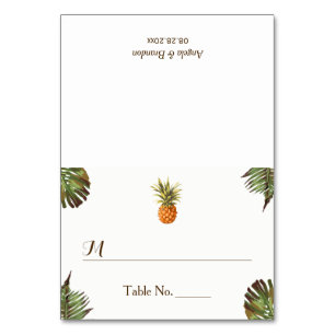 Tropical Leaves Pineapple Wedding Place Escort Table Number