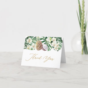 Tropical Leaves Pineapple Wedding Shower Thank You Card