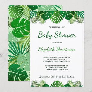 Tropical Leaves Rainforest Foliage Baby Shower Invitation