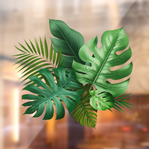 Tropical leaves realistic window cling