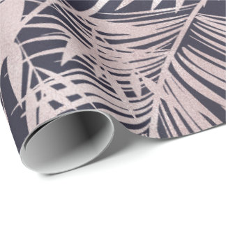 tropical leaves rose gold faux foil Wrapping Paper