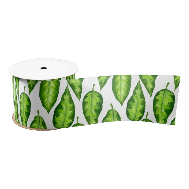 Tropical leaves satin ribbon (Spool)