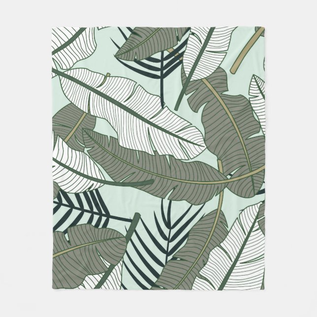 Tropical Leaves: Seamless Nature Pattern. Fleece Blanket (Front)