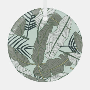 Tropical Leaves: Seamless Nature Pattern. Glass Ornament