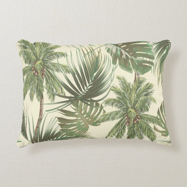 Tropical leaves seamless pattern accent pillow (Front)