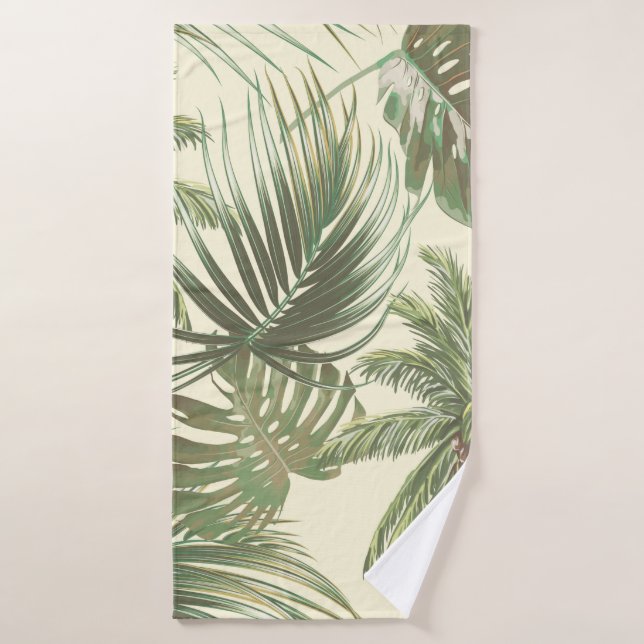 Tropical leaves seamless pattern bath towel (Bath Towel)
