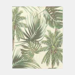 Tropical leaves seamless pattern fleece blanket