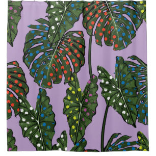 Tropical leaves seamless pattern on colourful pop