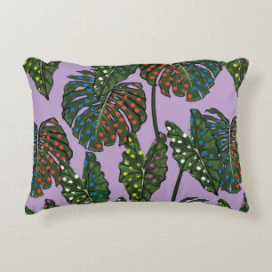 Tropical leaves seamless pattern on colourful pop accent pillow