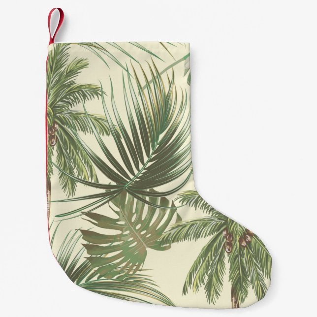 Tropical leaves seamless pattern small christmas stocking (Front)