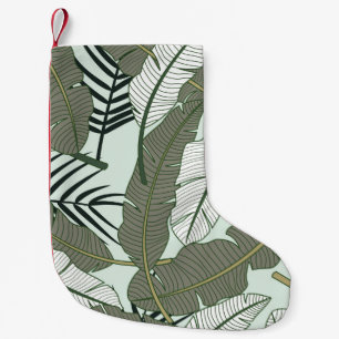 Tropical leaves seamless pattern small christmas stocking