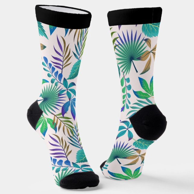 Tropical leaves seamless pattern socks (Angled)