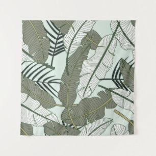 Tropical leaves seamless pattern  tapestry