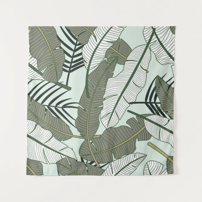 Tropical leaves seamless pattern  tapestry (Front)