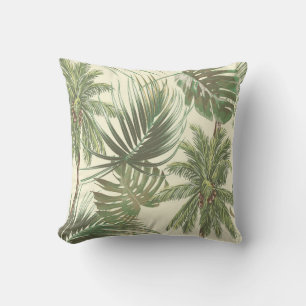 Tropical leaves seamless pattern throw pillow