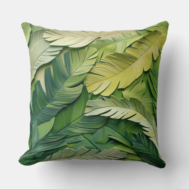 Tropical Leaves Seamless Pattern Throw Pillow (Front)