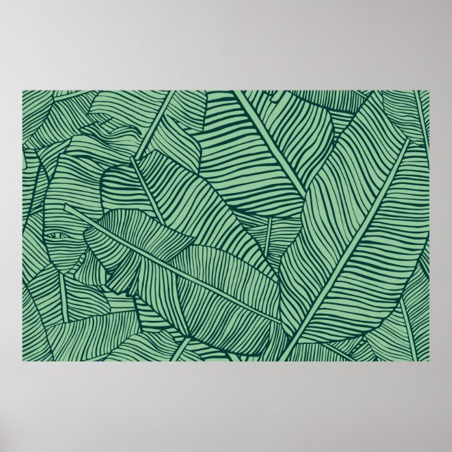 Tropical leaves. Seamless texture with banana leaf Poster (Front)