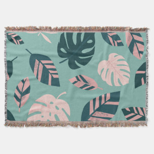 Tropical Leaves: Seamless Vintage Pattern. Throw Blanket