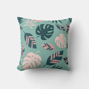 Tropical Leaves: Seamless Vintage Pattern. Throw Pillow