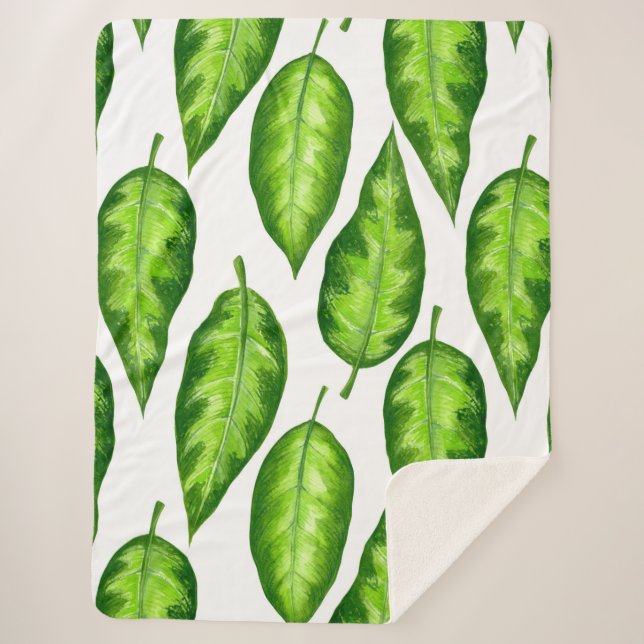 Tropical leaves sherpa blanket (Front)