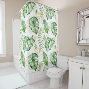 Tropical Leaves Shower Curtain
