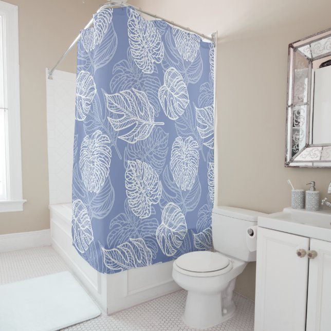 Tropical Leaves Shower Curtain (In Situ)