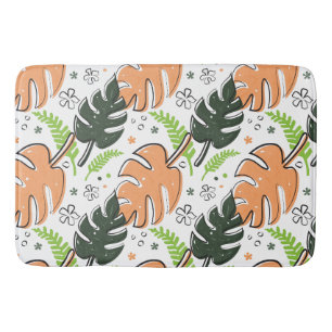 tropical leaves shower curtain bath mat