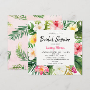 Tropical Leaves Square Bridal Shower Invitation