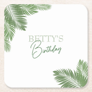 Tropical Leaves  Square Paper Coaster