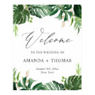 Tropical Leaves Summer Beach Wedding Welcome Sign
