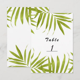 Tropical Leaves Summer Wedding Table Number Card