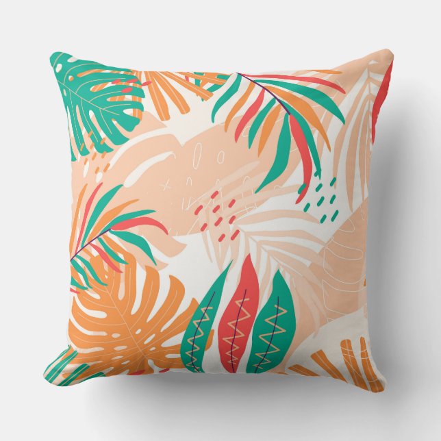 Tropical Leaves Throw Pillow (Front)