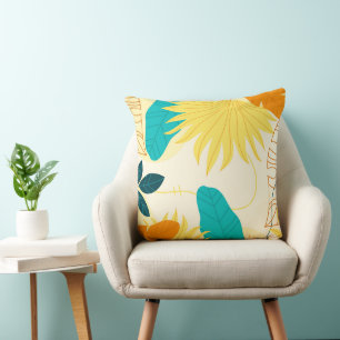 Tropical Leaves Throw Pillow