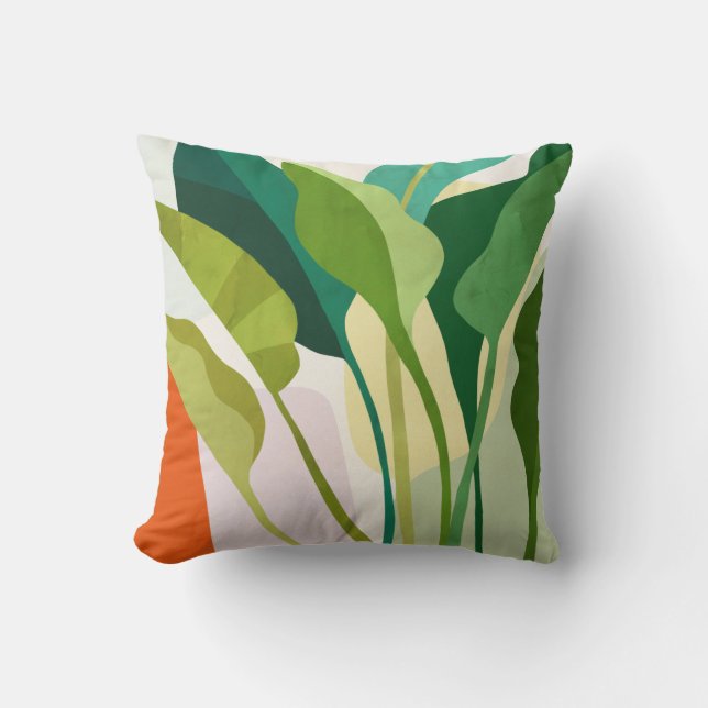 Tropical Leaves Throw Pillow (Front)