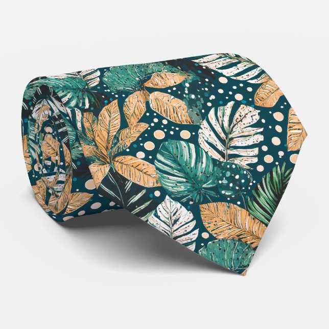 Tropical Leaves Tie (Rolled)