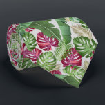 Tropical Leaves Tie<br><div class="desc">Tropical leaves in green and dark pink on light grey (or any colour your choose), this men's neck tie is cool for the office, a night on the town, a wedding, for the groom or groomsmen or give as a gift to your husband, dad, brother or best friend. Make a...</div>