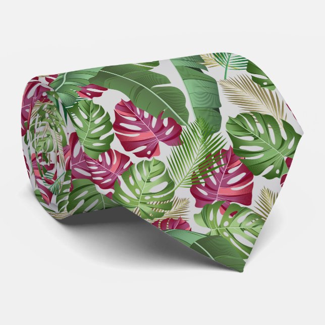 Tropical Leaves Tie (Rolled)