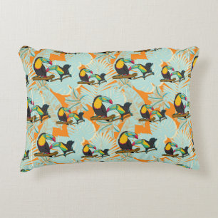 Tropical leaves toucan seamless Pattern Accent Pillow