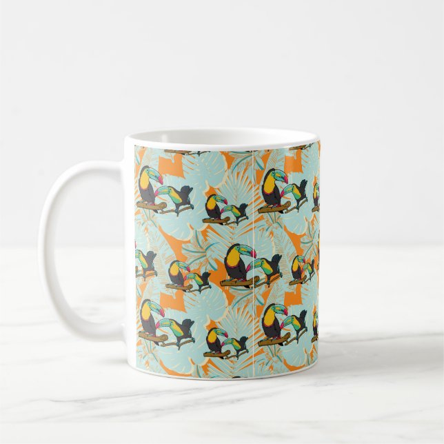 Tropical leaves toucan seamless Pattern Coffee Mug (Left)