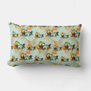 Tropical leaves toucan seamless Pattern Lumbar Pillow