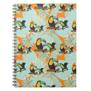 Tropical leaves toucan seamless Pattern Notebook
