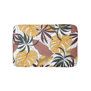 Tropical leaves: vibrant seamless background. bath mat