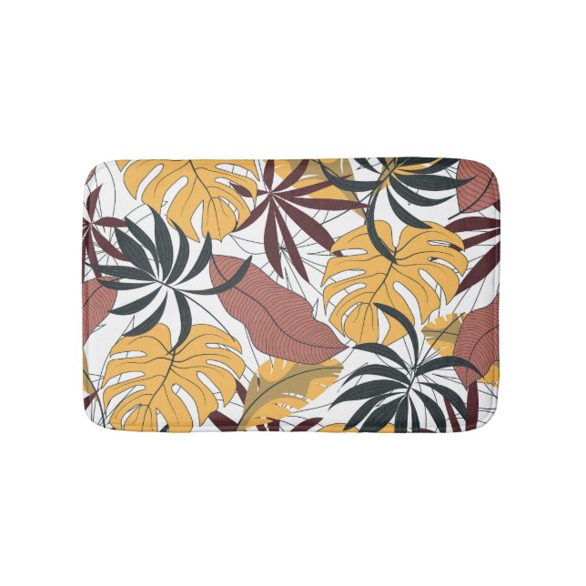 Tropical leaves: vibrant seamless background. bath mat (Front)