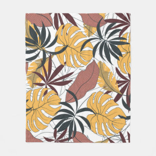 Tropical leaves: vibrant seamless background. fleece blanket