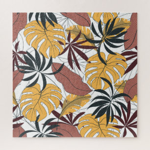 Tropical leaves: vibrant seamless background. jigsaw puzzle