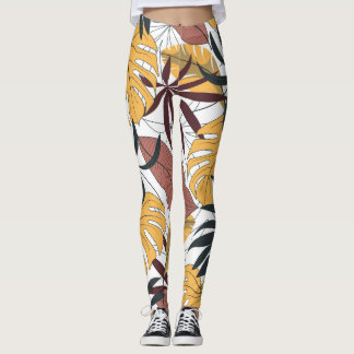 Tropical leaves: vibrant seamless background. leggings