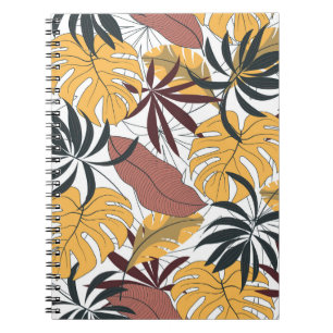 Tropical leaves: vibrant seamless background. notebook