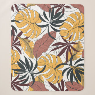 Tropical leaves: vibrant seamless background. sherpa blanket